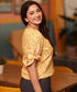 Vneck Sleeve Tie Ditsy Yellow Top